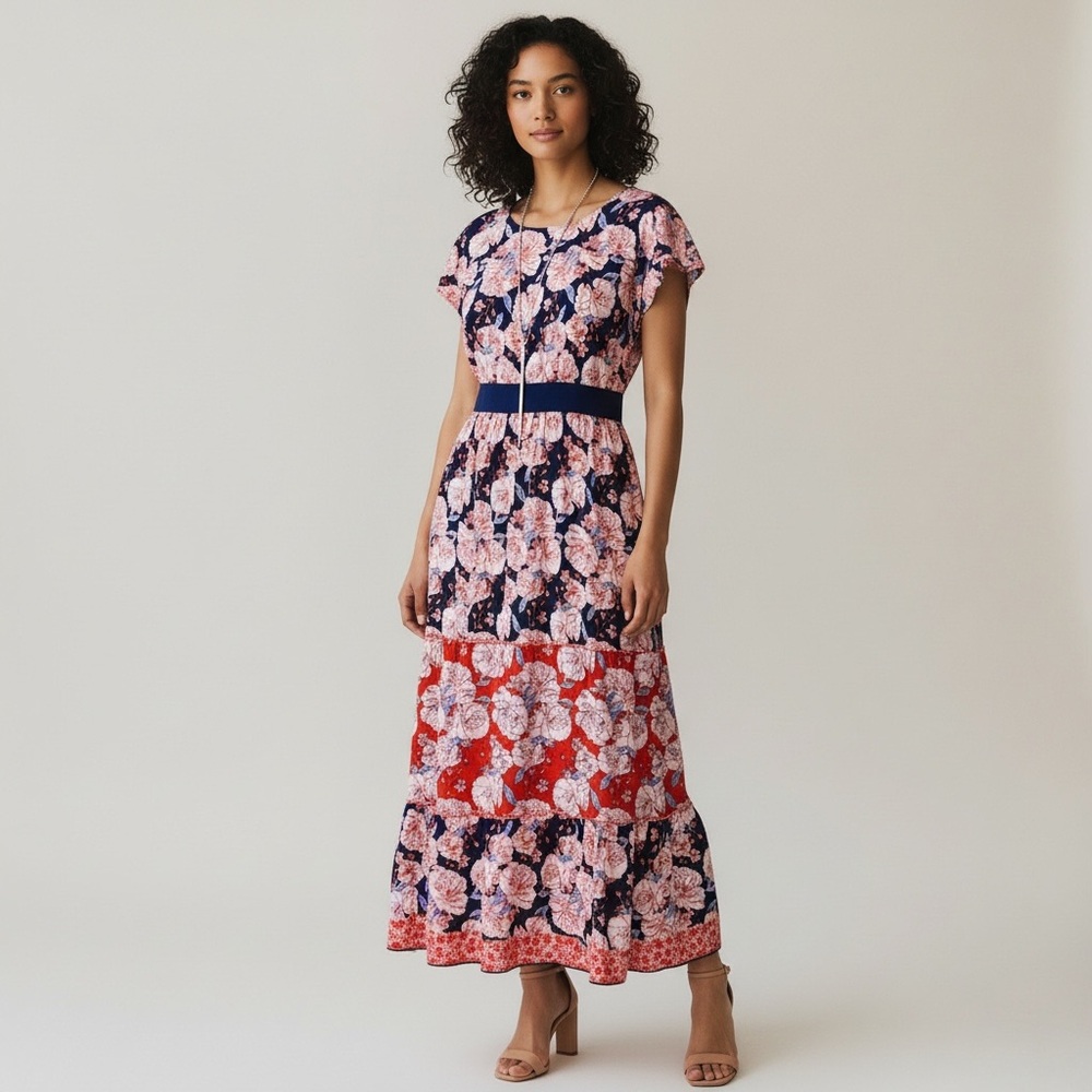 Knox Rose Floral Boho Patchwork Maxi Dress – Women’s M